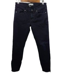 Madewell Skinny Skinny Blackwash Distressed Jeans Zipper Ankle 27 Womens